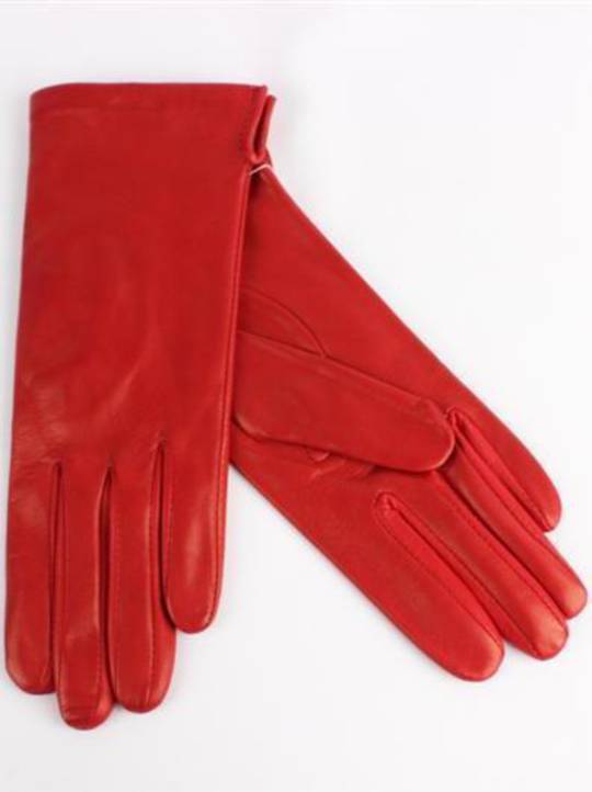 Italian Leather ladies glove with silk lining red Code-S/LL2394S